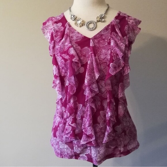 ELLE floral ruffle tank top - Picture 1 of 5
